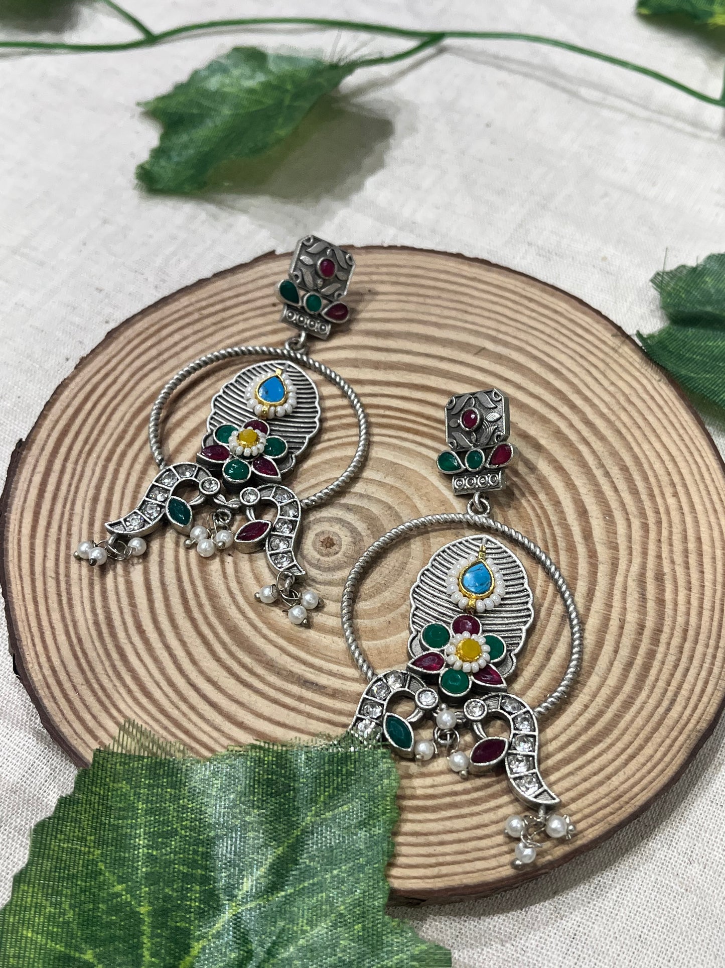 5 colour Stone Earing German silver