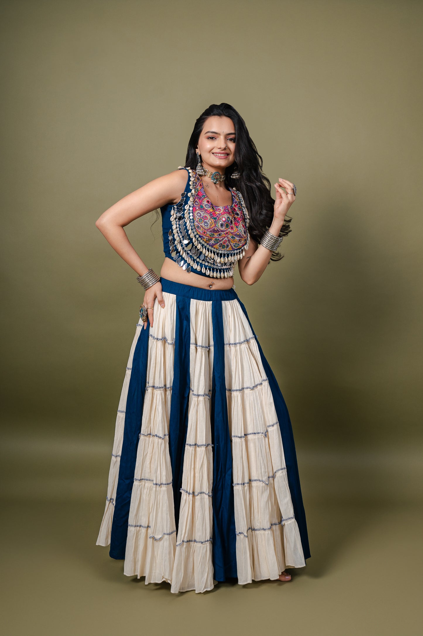 Royal Radiance Navratri Chaniya Choli – Mirror & Kodi Kutch Work