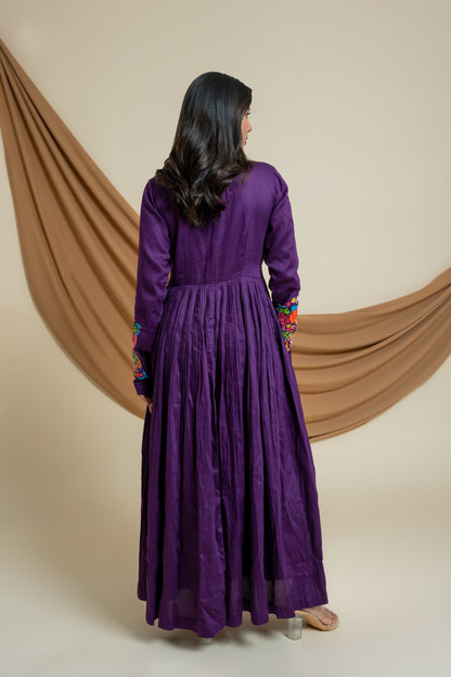 Vineyard Purple Dress : Dress With Multi Colour Handwork & Mirror Work