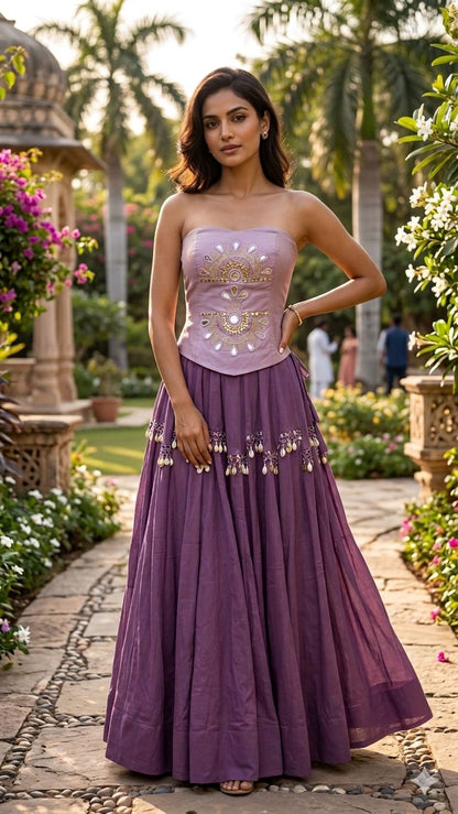 LAVENDER LILAC CORSET SET