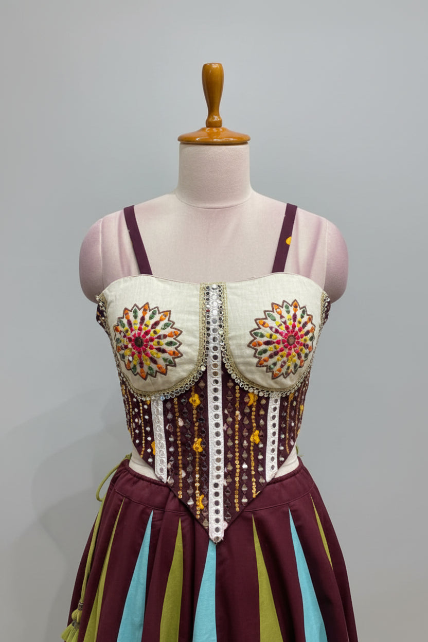 Rangbari Folk Embroidered Lehenga Choli
