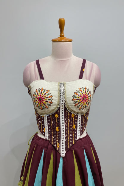 Rangbari Folk Embroidered Lehenga Choli